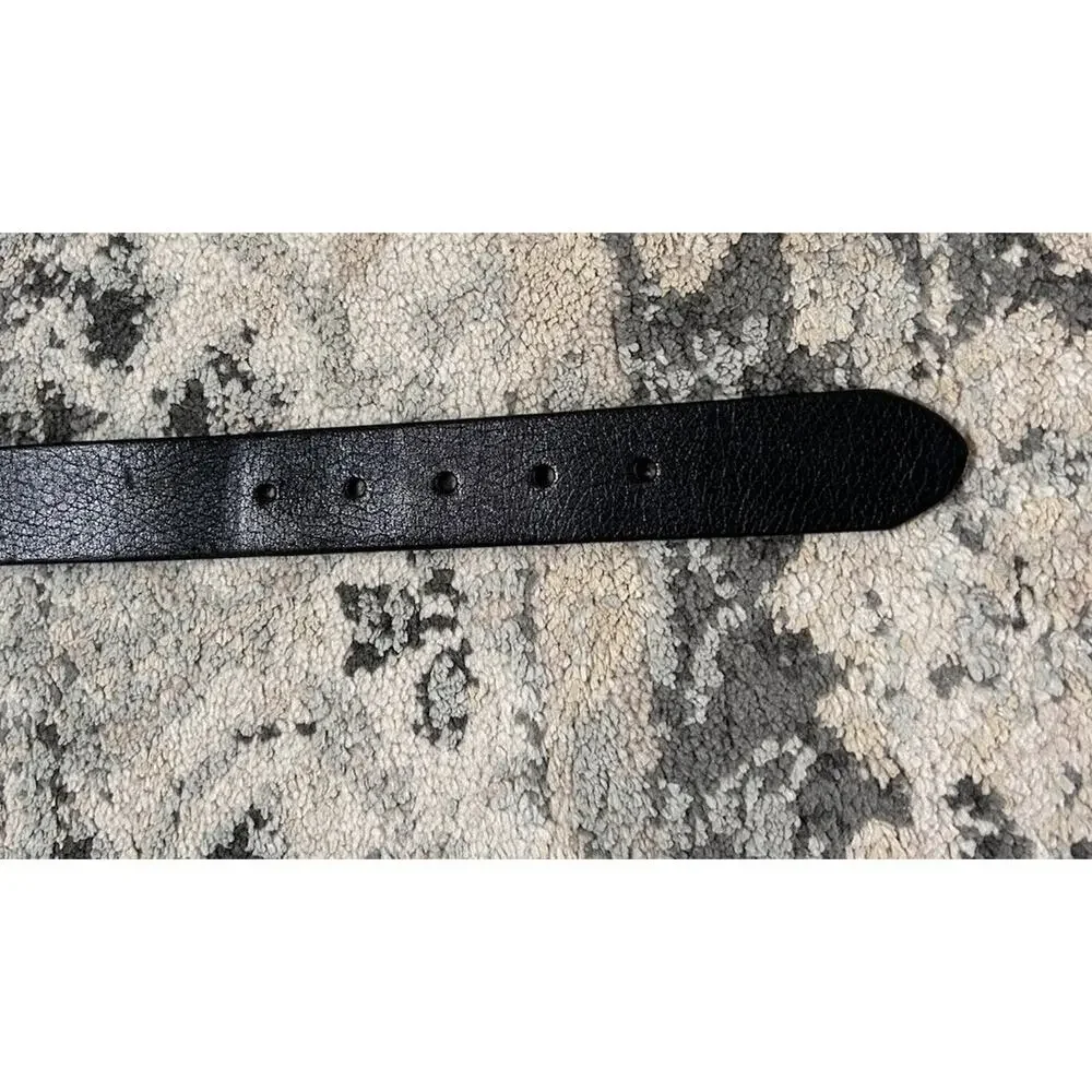 Wilson’s Leather Black Genuine Leather Men’s Belt Brass Gold Buckle Size Medium